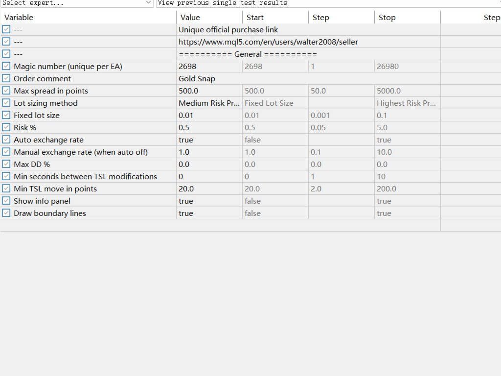 Gold Snap EA V2.0 MT5 7