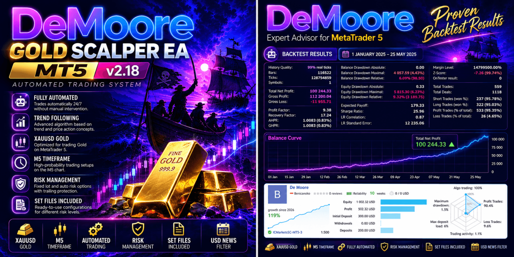 De Moore Gold Scalper EA MT5 v2.18 + Set Files 5