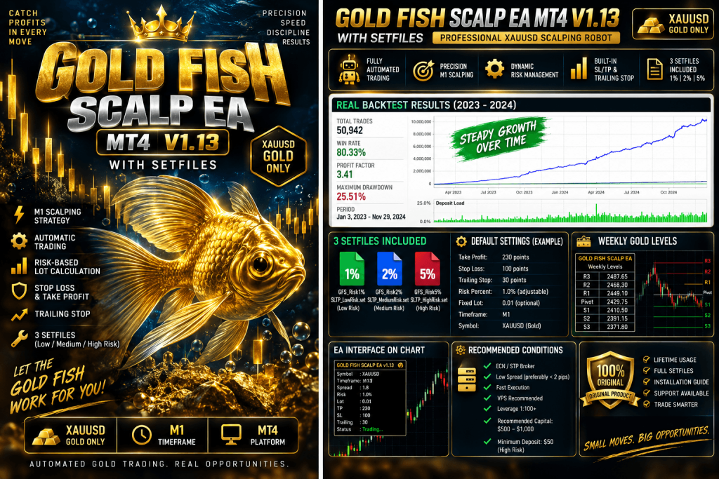 Gold Fish Scalp EA MT4 V1.13 with Setfiles 1