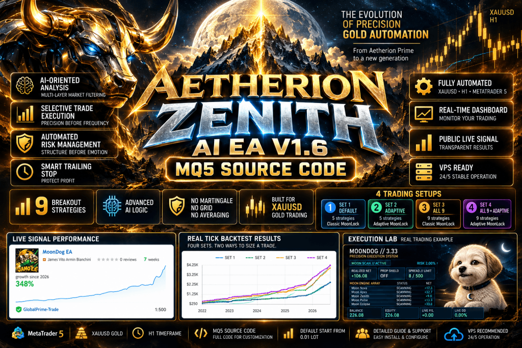 Aetherion Zenith AI EA V1.6 MQ5 Source Code – Advanced XAUUSD Gold Trading Robot(ORIGINAL) 1