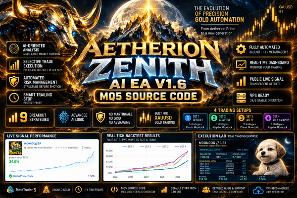 Aetherion Zenith AI EA V1.6 MQ5 Source Code – Advanced XAUUSD Gold Trading Robot(ORIGINAL) 1