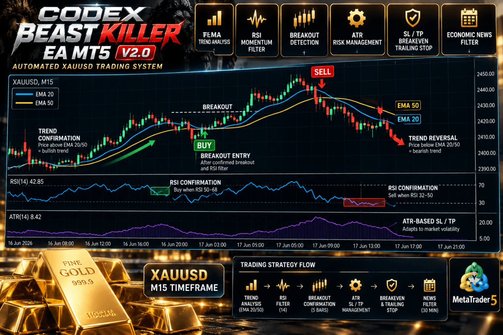 Codex Beast Killer Pro EA MT5 V2.0 + SetFiles – XAUUSD Trading System 2