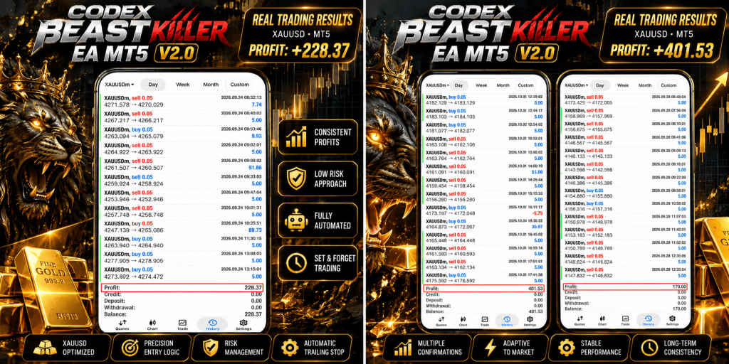Codex Beast Killer Pro EA MT5 V2.0 + SetFiles – XAUUSD Trading System 3
