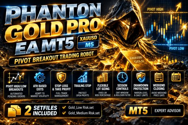 Phanton Gold Pro EA MT5 – Advanced XAUUSD Pivot Breakout Robot + 2 SetFiles (Unlimited) 1