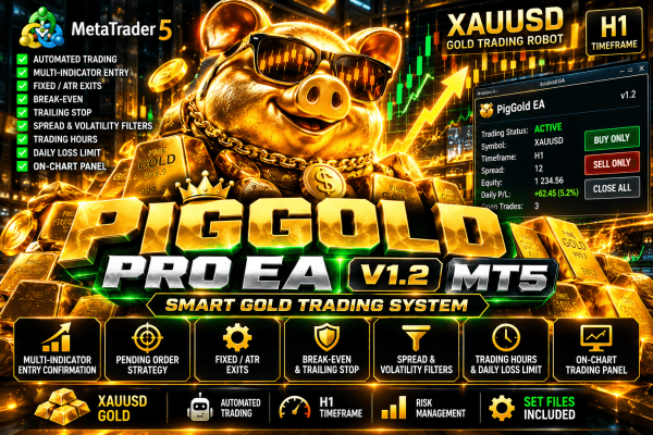 PigGold Pro EA V1.2 MT5 + SetFiles (Unlimited) – Smart Gold Trading Robot 1
