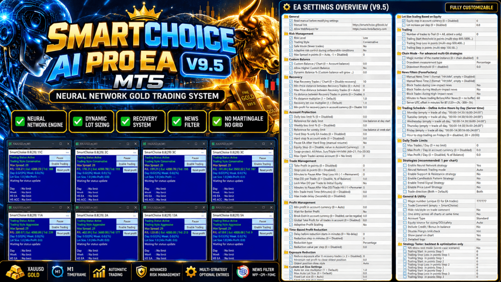 SmartChoice AI Pro EA V9.5 MT5 – Neural Network Gold Trading Robot 4