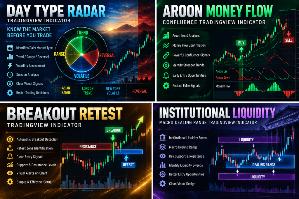 TradingView Ultimate 4-in-1 Indicator Bundle – Liquidity, Breakout, Money Flow & Day Type 2