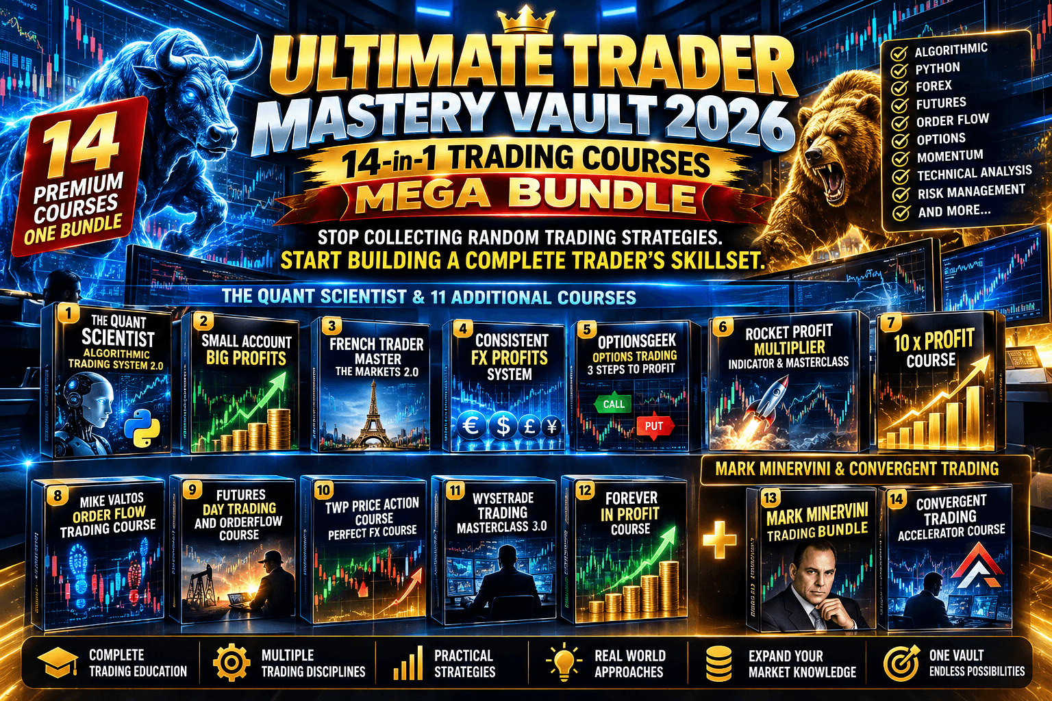 ULTIMATE TRADER MASTERY VAULT 2026 – 14-in-1 Trading Courses MEGA BUNDLE 1